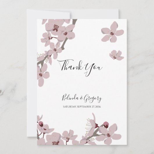 Elegant Floral Cherry Blossom Wedding Bedankkaart (Voorkant)