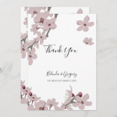 Elegant Floral Cherry Blossom Wedding Bedankkaart (Voorkant / Achterkant)