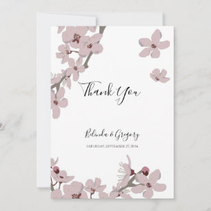 Elegant Floral Cherry Blossom Wedding Bedankkaart