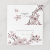 Elegant Floral Cherry Blossom Wedding Place Card (Buitenkant ongevouwen)