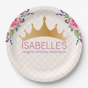 Elegant Floral Chic Birthday-ontwerp Papieren Bordje