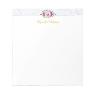 Elegant Floral  Chic Marble Paarse Pansies Notitieblok