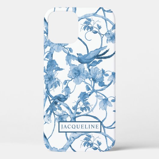 Elegant Floral Chinoiserie Blue en White Birds Case-Mate iPhone Case (Achterkant)