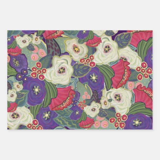 Elegant Floral Christmas Wrapping Paper (Voorkant)