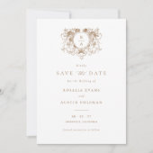 Elegant Floral Crest Bruiloft Save the Date Kaart (Voorkant)