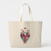 Elegant Floral Crest Canvas Tote Bag with Red Hand (Dos)