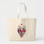 Elegant Floral Crest Canvas Tote Bag with Red Hand (Devant)