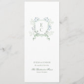 Elegant Floral Crest Monogram Weddenschap Menu (Achterkant)