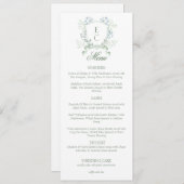 Elegant Floral Crest Monogram Weddenschap Menu (Voorkant / Achterkant)
