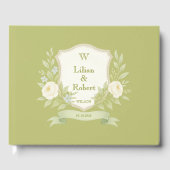 Elegant Floral Crest Wedding Gastenboek (Voorkant)