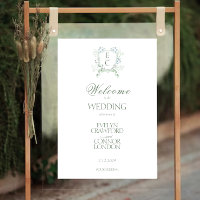 Elégant Floral Crest Welcome Mariage signe Poster