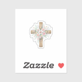 Elegant Floral Cross Pastel Spring Easter Sticker