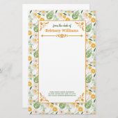 Elegant Floral Daisy Botanical Garden Pattern Briefpapier (Voorkant / Achterkant)