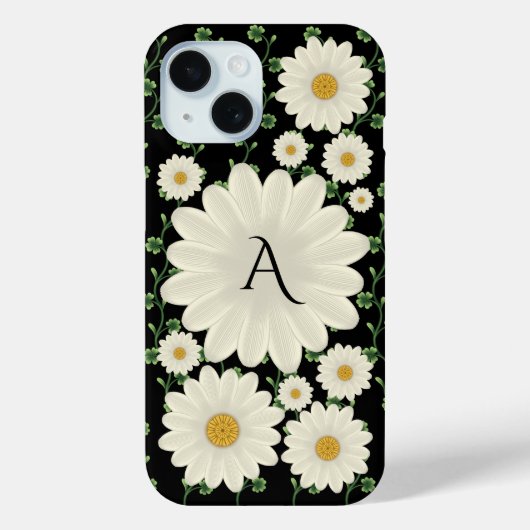 Elegant Floral Daisy Monogram Case-Mate iPhone Case (Achterkant)