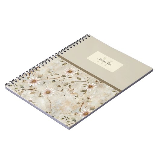 Elegant Floral Daisy Pattern Monogram Notitieboek (Linkerzijde)