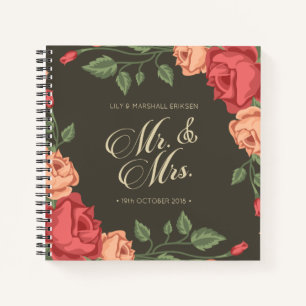 Elegant Floral de heer & Mrs Wedding Guestbook-lap Notitieboek