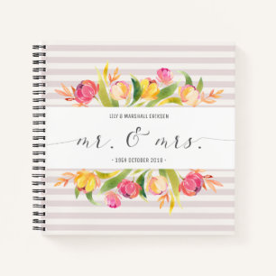 Elegant Floral de heer & Mrs Wedding Guestbook-lap Notitieboek