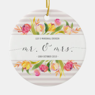 Elegant Floral de heer & Mrs Wedding Keramische Keramisch Ornament