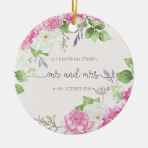 Elegant Floral de heer & Mrs Wedding Keramische Keramisch Ornament