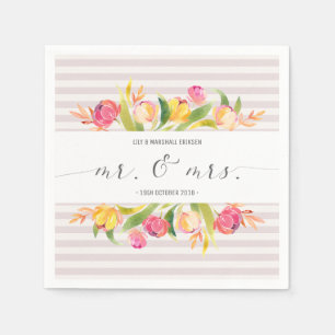 Elegant Floral de heer & Mrs Wedding   Papier Napk Servet