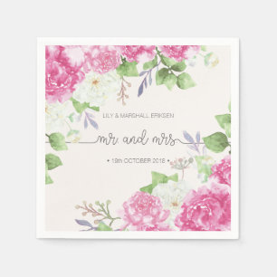 Elegant Floral de heer & Mrs Wedding   Papier Napk Servet