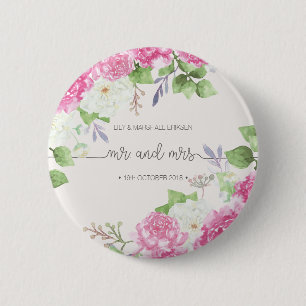 Elegant Floral de heer & Mrs Wedding   Pin-Button Ronde Button 5,7 Cm