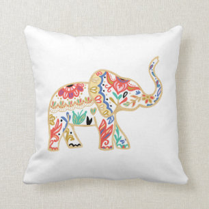 Elegant Floral Decorative Elephant Design Kussen