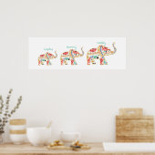 Elegant Floral Decorative Elephant Nursery Poster (Keuken)