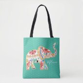 Elegant Floral Decorative  Elephant Pattern Draagtas (Voorkant)