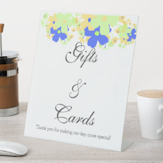 Elegant Floral Design geel groen blauw Reclamebord Met Voetstuk