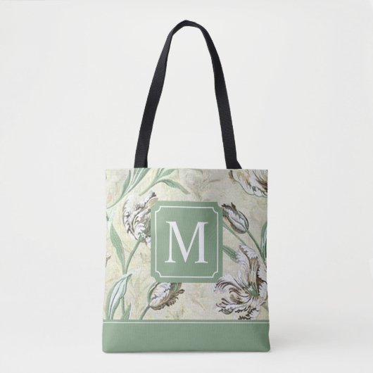Elegant Floral Design Monogram | Canvas tas (Voorkant)