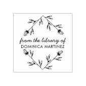Elegant Floral Diamond Custom Name Library Book Rubberstempel (Afrduk)
