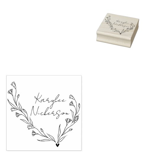 Elegant Floral Doodle Script Rubberstempel (Gestempeld)