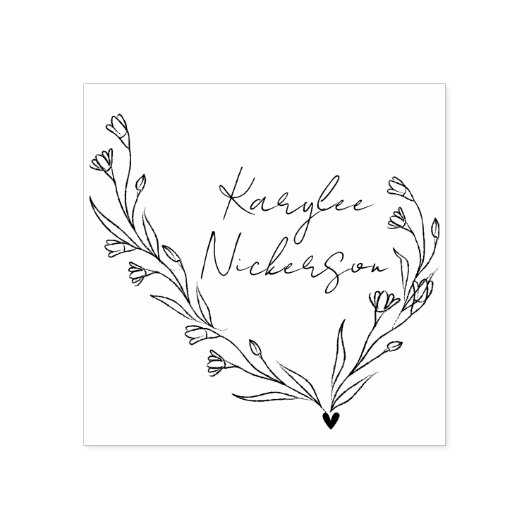 Elegant Floral Doodle Script Rubberstempel (Afrduk)