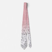 Elegant Floral Doodles Pink Gradient Glitter Afbee Stropdas (Voorkant)