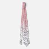 Elegant Floral Doodles Pink Gradient Glitter Afbee Stropdas (Achterkant)