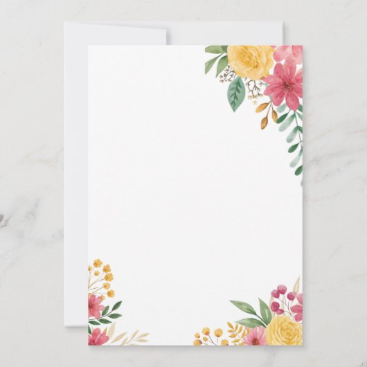 Élégant Floral double nom nuptiale invitation douc (Dos)