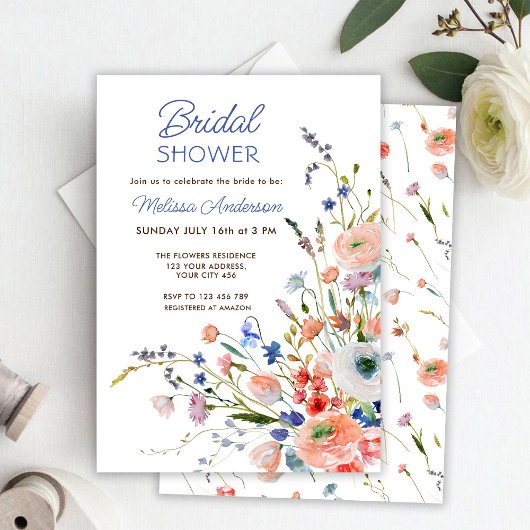 Elégant Floral douche nuptiale Invitation
