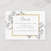 Elegant Floral Drawing Gold Script QR Code Weddens Informatiekaartje (Voorkant)