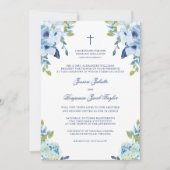 Elegant Floral Dusty Blue Christelijk Wedding Kaart (Voorkant)