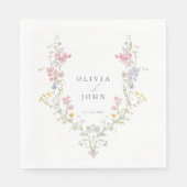 Elegant Floral dusty Blue Script Wedding Servet (Voorkant)