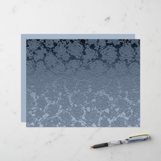 Elegant Floral Dusty Blue White Pattern (Voorkant / Achterkant in situ)