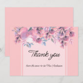 Elegant Floral Dusty Roos Bedankkaart (Voorkant / Achterkant)