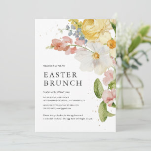 Elegant Floral Easter Brunch Uitnodiging