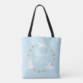 Elegant Floral Easter Bunny | Canvas tas (Achterkant)