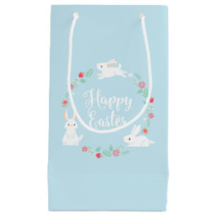 Elegant Floral Easter Bunny   Gift Bag Klein Cadeauzakje