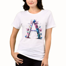 Elegant Floral Een Initialen T-shirt voor haar