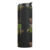 Elegant Floral Embroidery Pattern Black Background Thermosbeker (Gedraaid links)