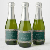 Elegant Floral Emerald Green en Roos Gold Sparkling Wijnetiket (Flessen)