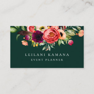 Elegant Floral Emerald Visitekaartje